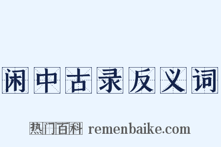 闲中古录反义词是什么意思的图片